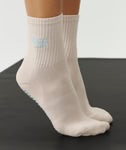 CREW NON SLIP GRIP SOCKS PILATES CLUB STONE