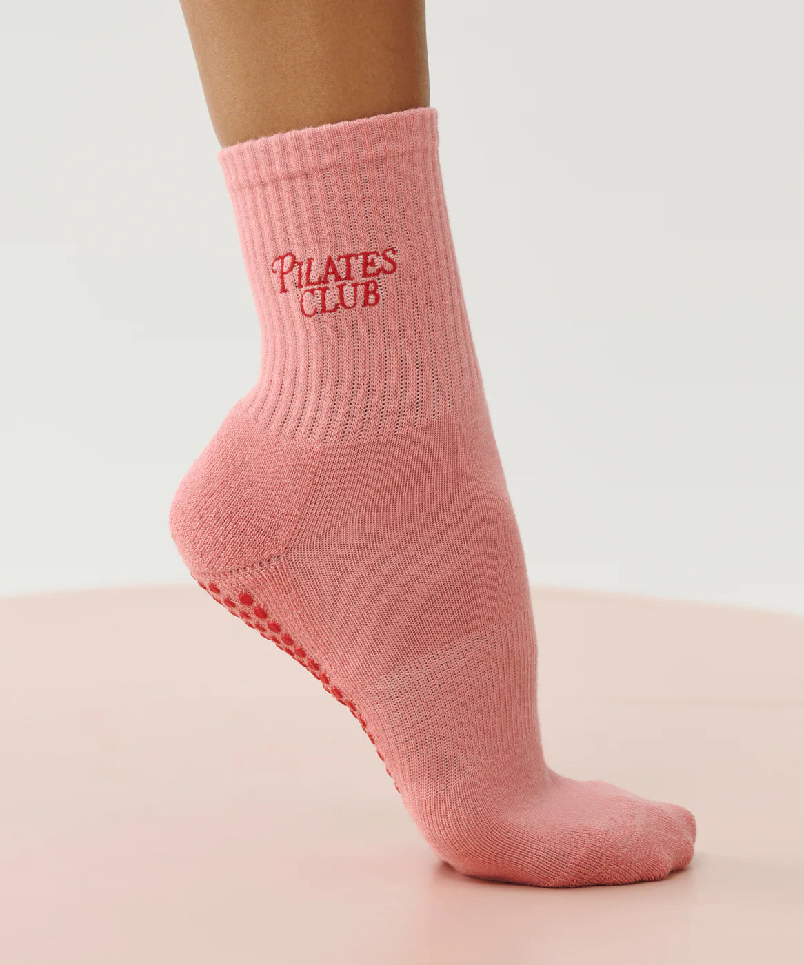 CREW NON SLIP GRIP SOCKS PILATES CLIB ROSE