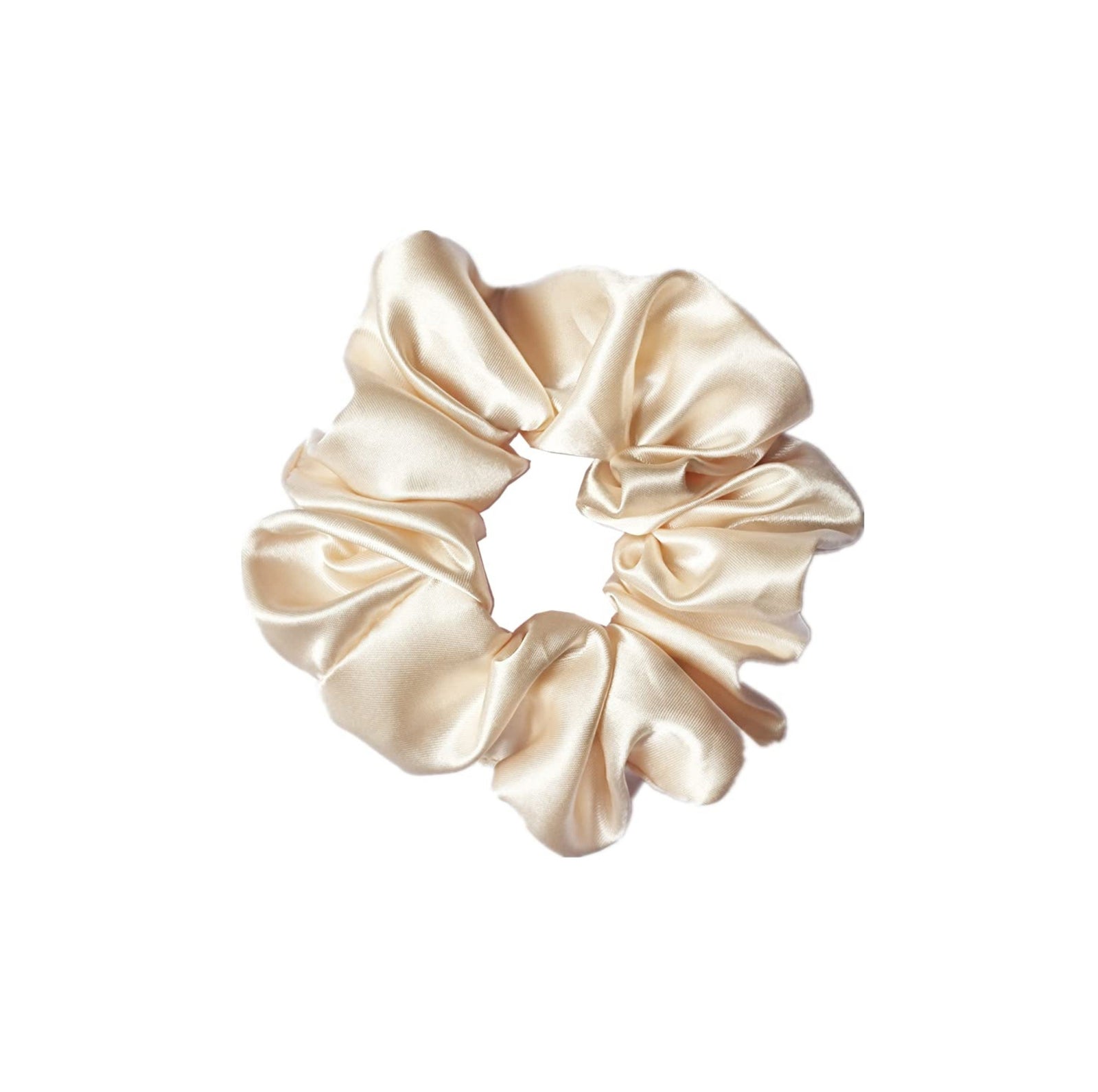 SATIN SILK HAIR SCRUNCHIES BEIGE