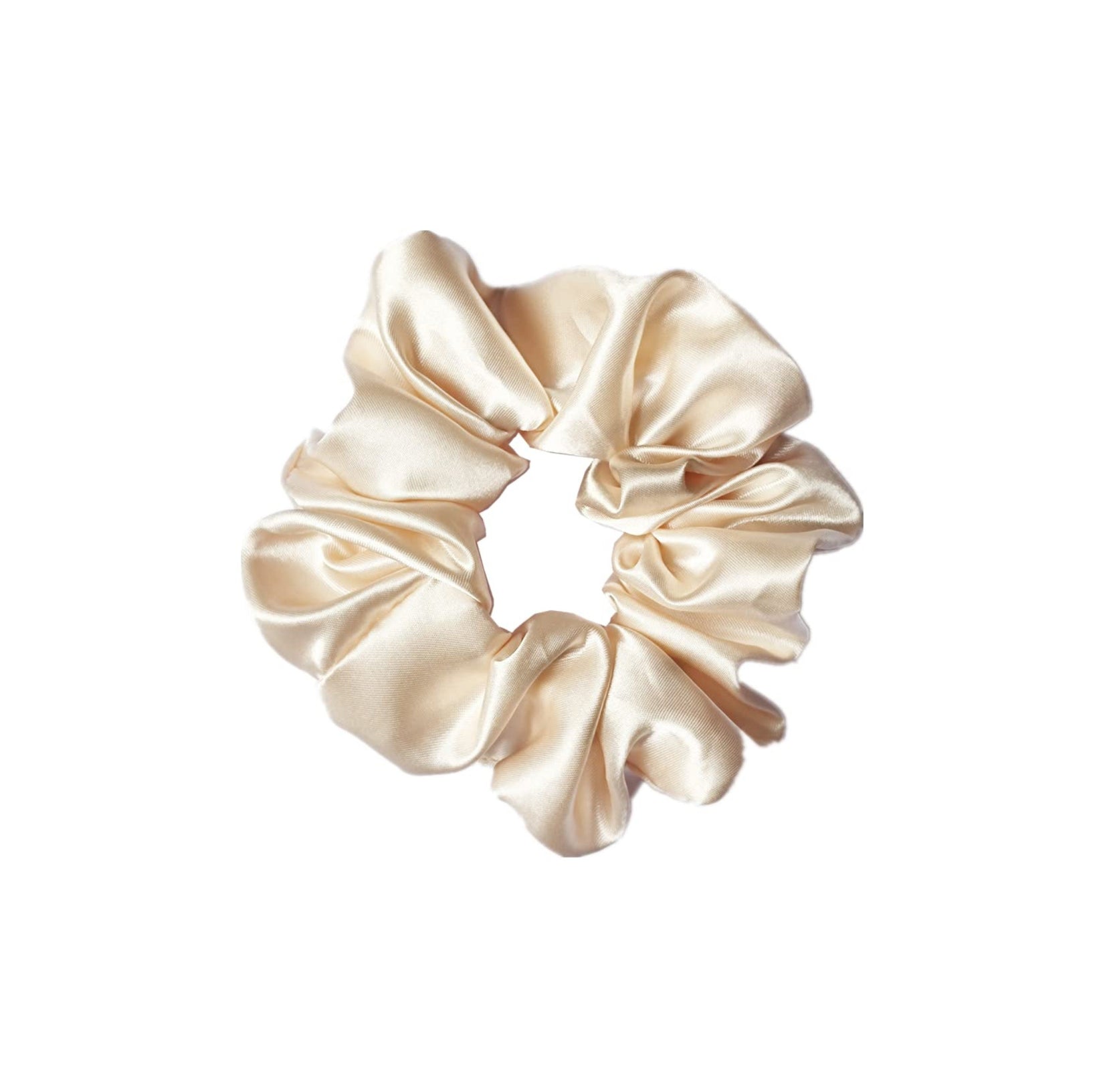SATIN SILK HAIR SCRUNCHIES BEIGE