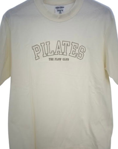 Pilates Varsity T Shirt Beige