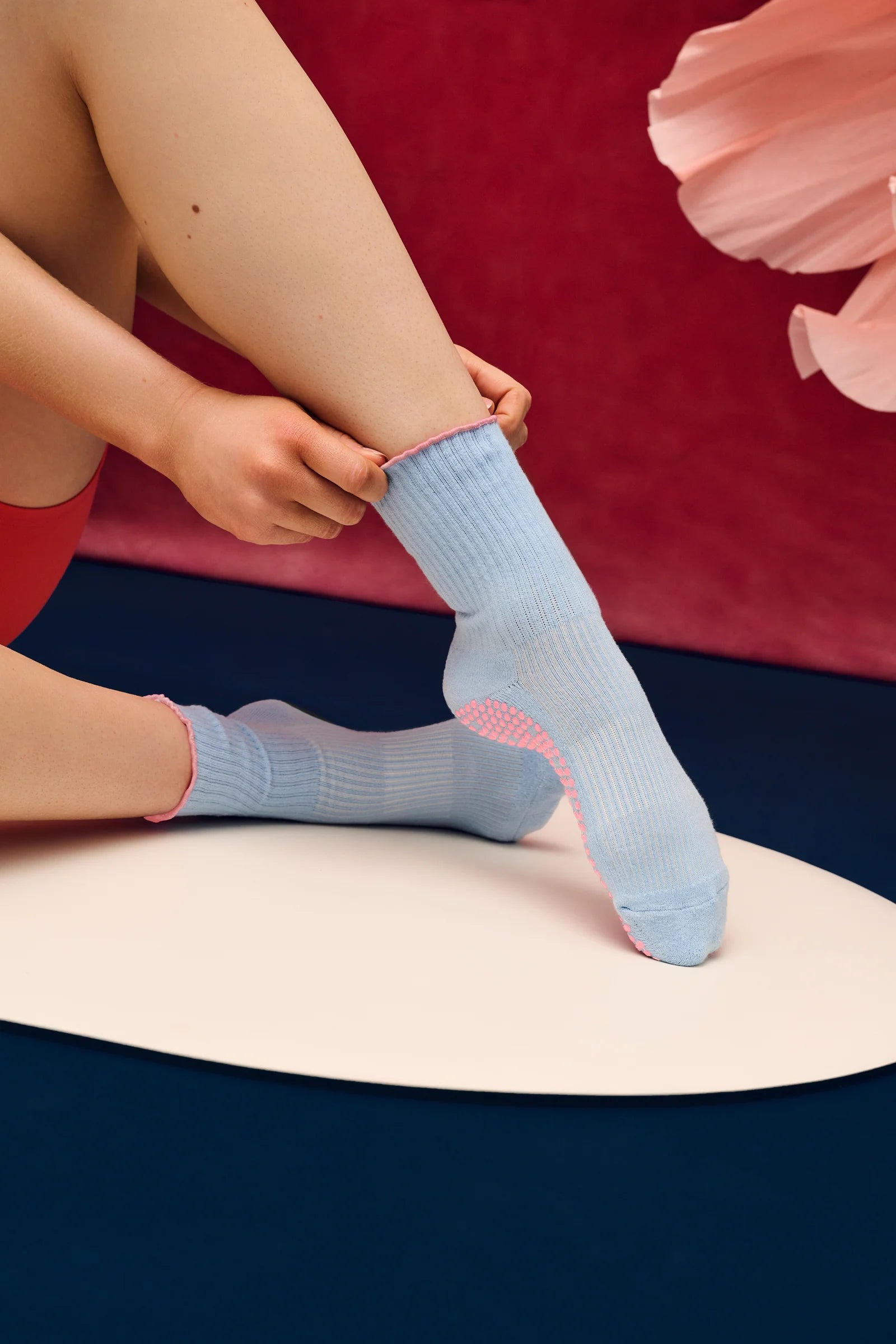 CREW NON SLIP GRIP SOCKS VINTAGE BABY BLUE