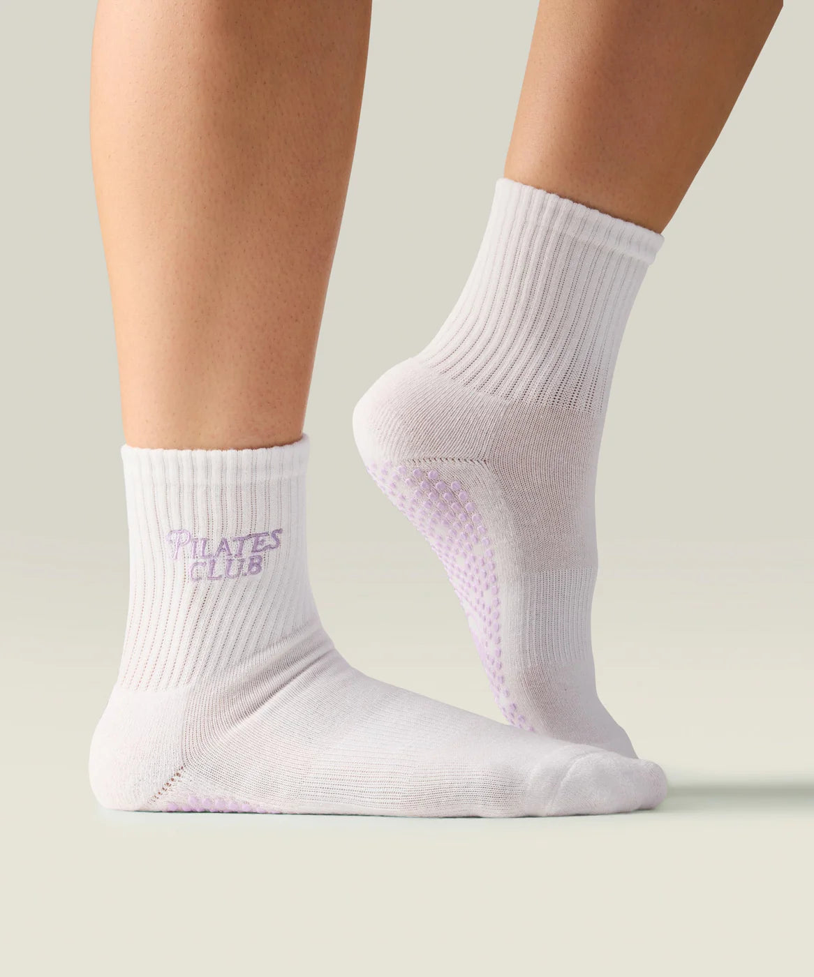 CREW NON SLIP GRIP SOCKS PILATES CLUB IVORY