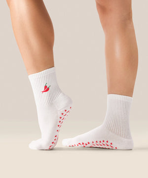 CREW NON SLIP GRIP SOCKS SPICY CHILLI