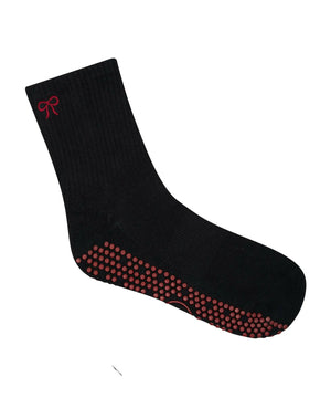 CREW NON SLIP GRIP SOCKS WHIMSY BOW BLACK
