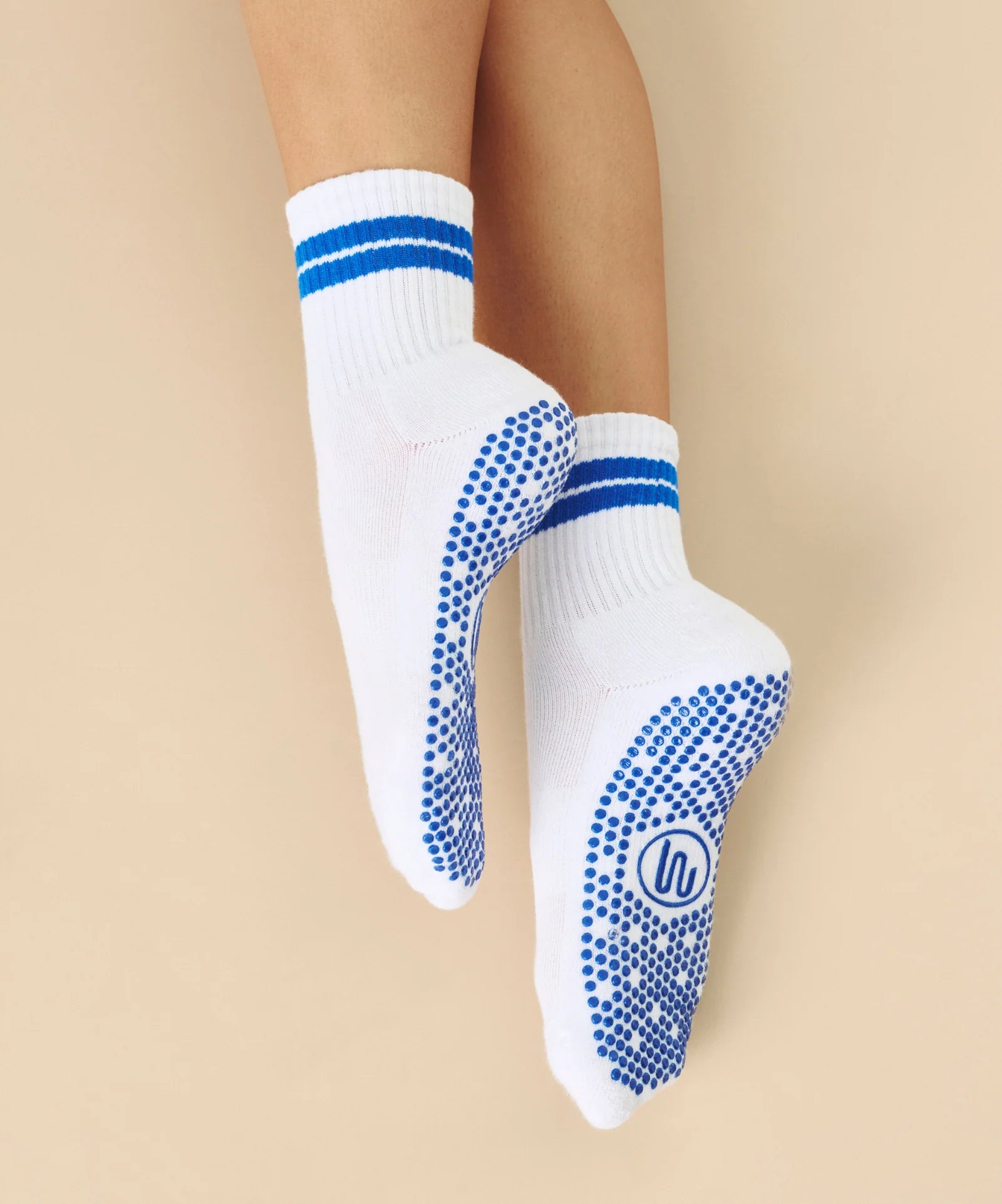 CREW NON SLIP GRIP SOCKS COBALT STRIPE