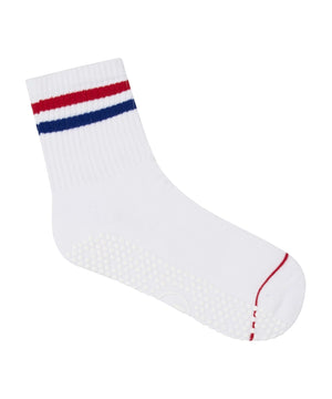 CREW NON SLIP GRIP SOCKS POLO STRIPE WHITE