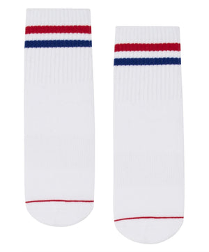 CREW NON SLIP GRIP SOCKS POLO STRIPE WHITE