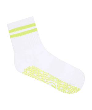 CREW NON SLIP GRIP SOCKS LIME STRIPE