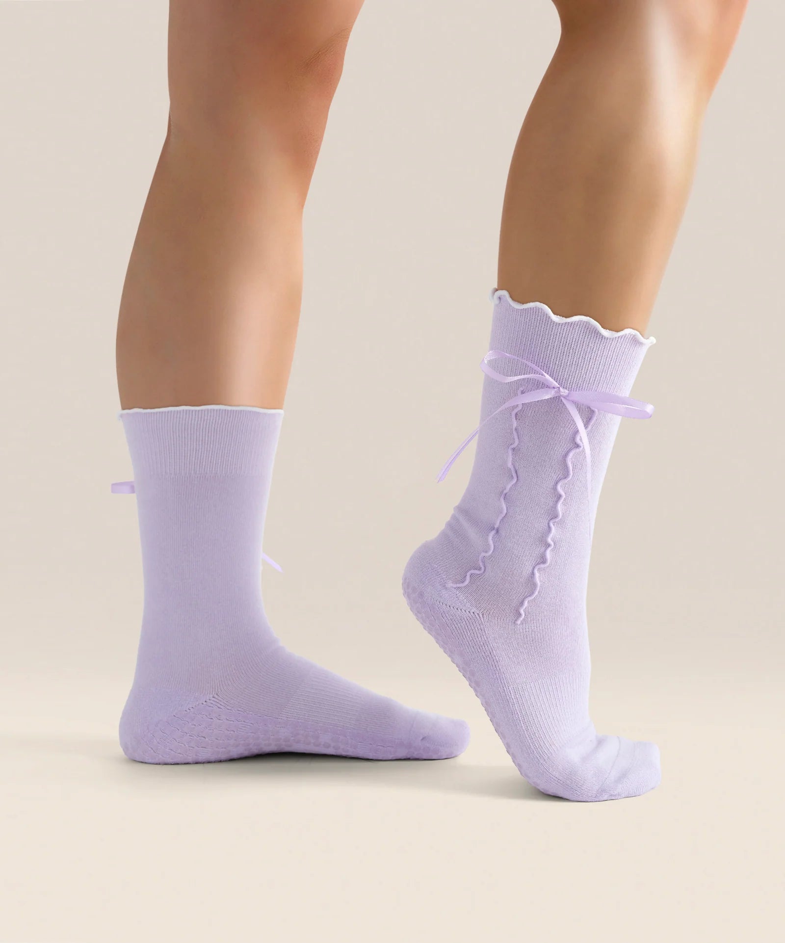 CRRW NON SLIP GRIP SOCKS LAVENDER BOW