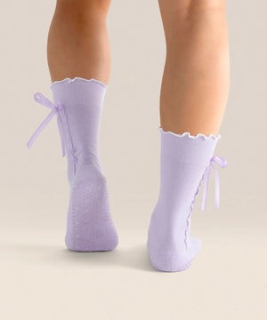 CRRW NON SLIP GRIP SOCKS LAVENDER BOW