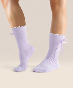 CRRW NON SLIP GRIP SOCKS LAVENDER BOW