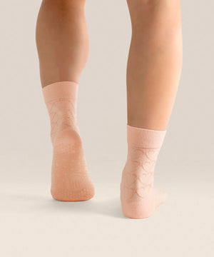 CREW NON SLIP GRIP SOCKS PARFAIT PINK HEARTS