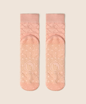 CREW NON SLIP GRIP SOCKS PARFAIT PINK HEARTS