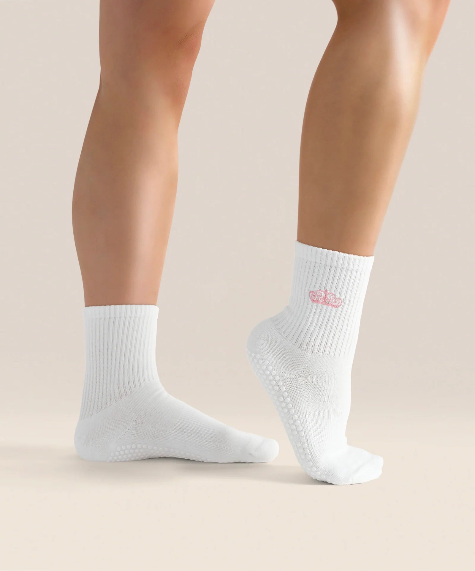 CREW NON SLIP GRIP SOCKS PINK CROWN