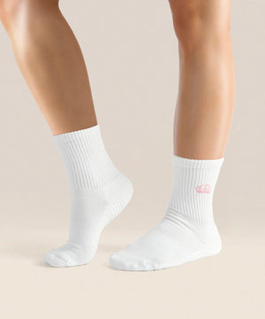 CREW NON SLIP GRIP SOCKS PINK CROWN