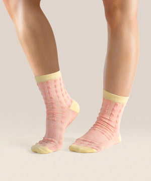 CREW NON SLIP GRIP SOCKS SUGAR PILNK GINGHAM