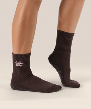 CREW NON SLIP GRIP SOCKS COFFEE LOVER