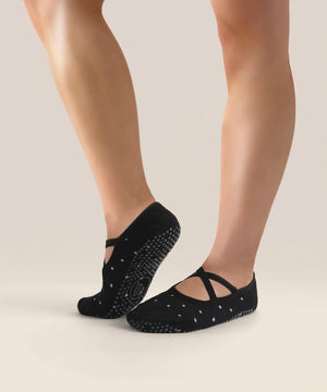BALLET BLACK POLKA DOT NON SLIP GRIP SOCKS