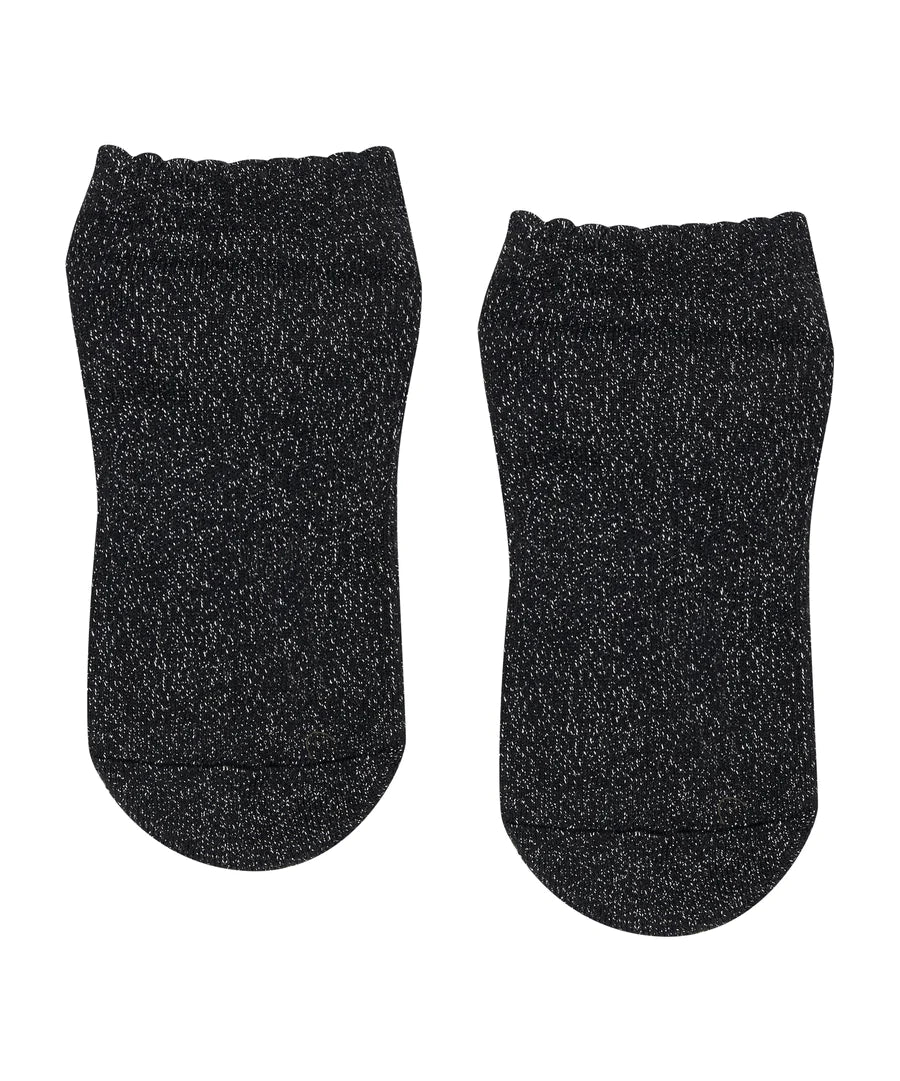 CLASSIC LOW RISE GRIP SOCKS - BLACK SPARKLE FRILL