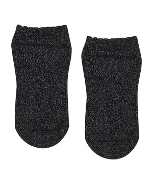 CLASSIC LOW RISE GRIP SOCKS - BLACK SPARKLE FRILL